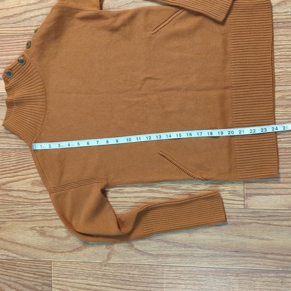 Talbots Funnel Neck Button Detail Sweater in burnt orange, women's S* - Picture 3 of 4